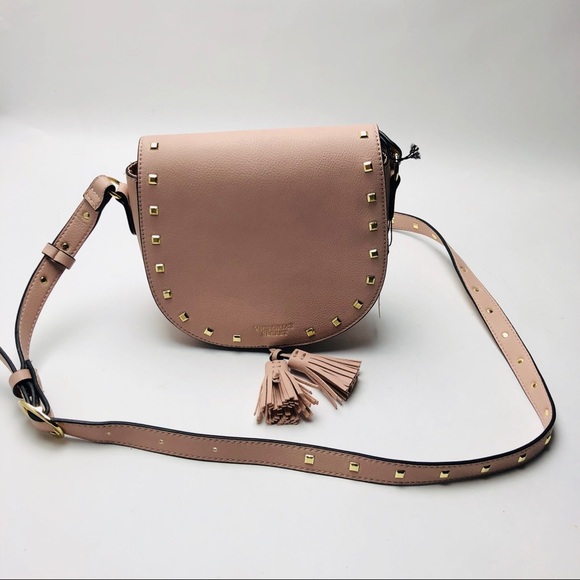 Victoria's Secret Crossbody Bag–Blush Pink & Gold Studs -Tassel -Ltd Edition NWT - Picture 1 of 8